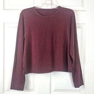 Lululemon Classic‎ Fit Cotton Blend Long Sleeve Shirt Red Merlot Size 8